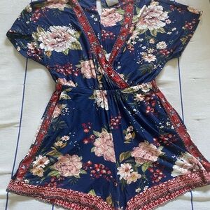 Anthropologie Floral Women’s Romper in Navy and Red